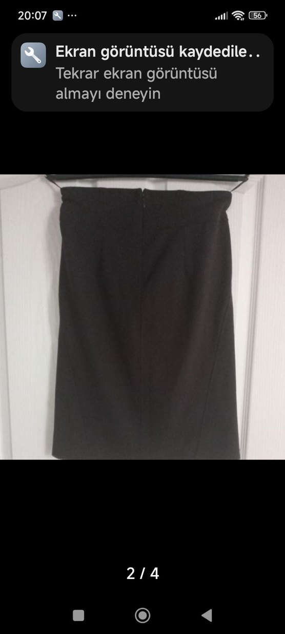 Düz Siyah Midi Etek - Görsel 2