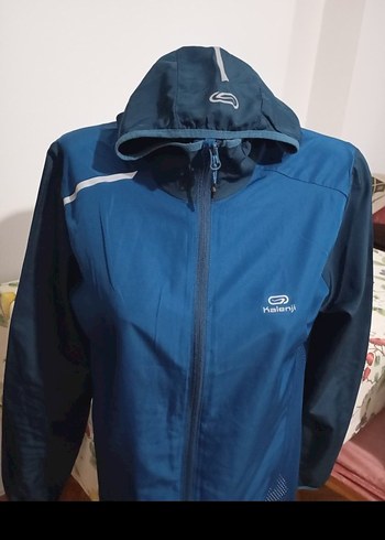 Erkek Koyu Mavi Fermuarlı Kapüşonlu Yağmurluk - Görsel 2