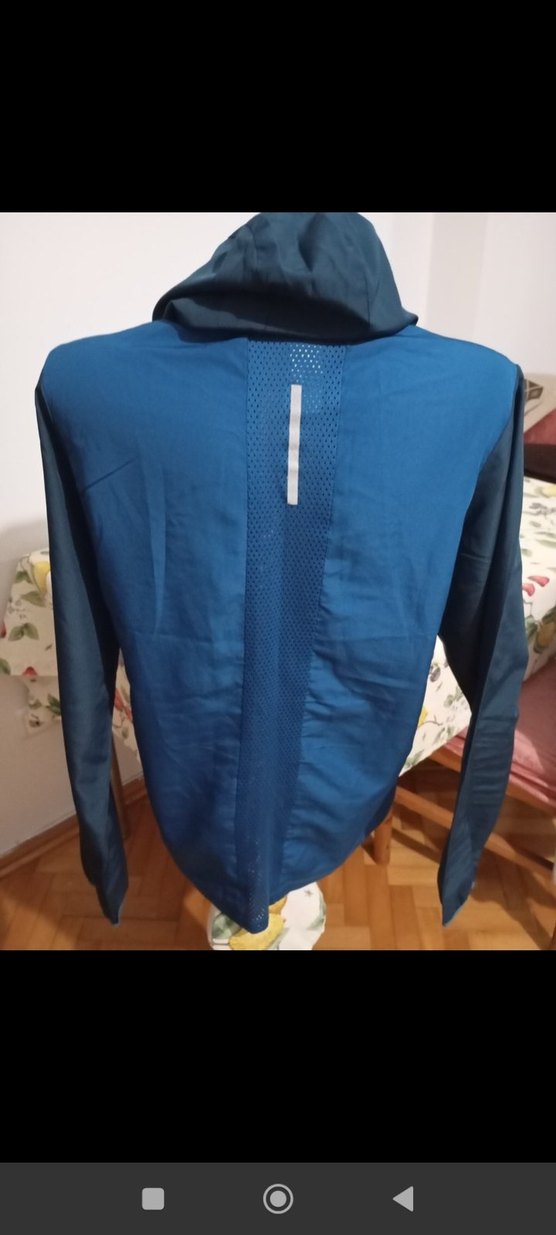 Erkek Koyu Mavi Fermuarlı Kapüşonlu Yağmurluk - Görsel 3