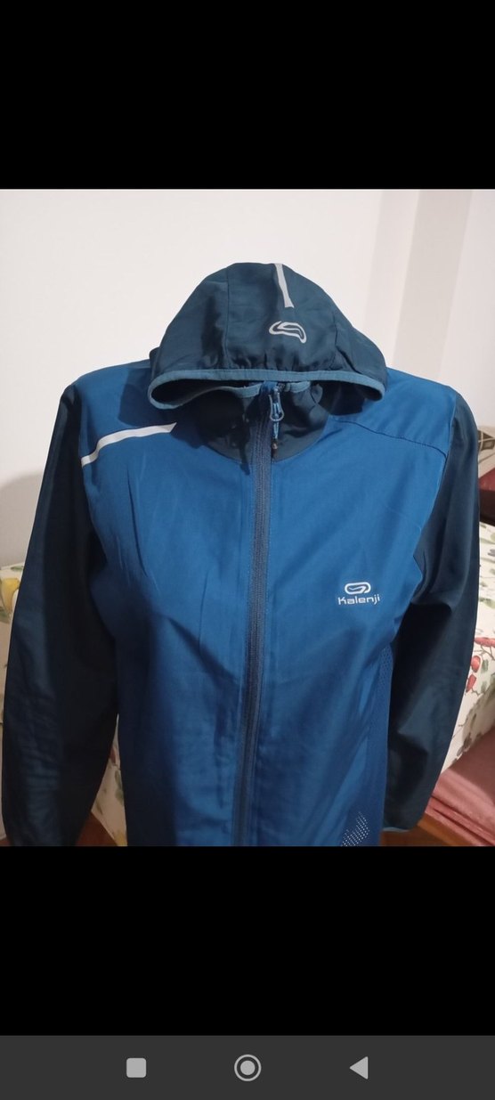 Erkek Koyu Mavi Fermuarlı Kapüşonlu Yağmurluk - Görsel 2