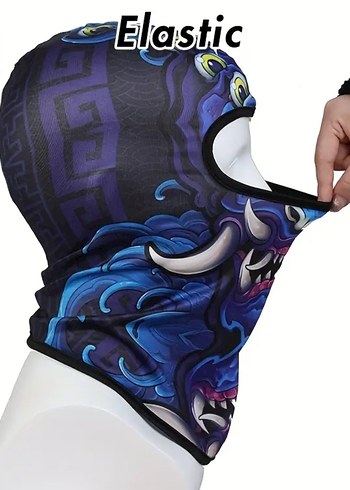 Musion Desenli Erkek Mavi Beanie kar maskesi - Görsel 3