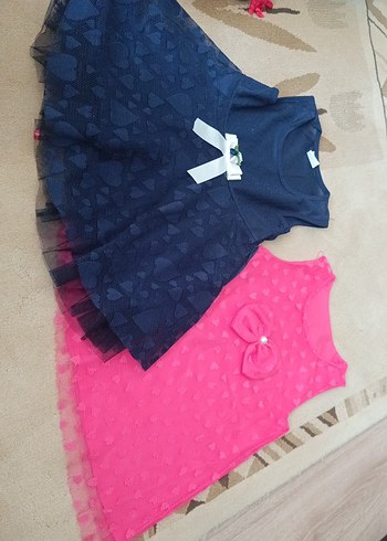 Diğer 2 li Kız Çocuk Pembe Fırfırlı Elbise