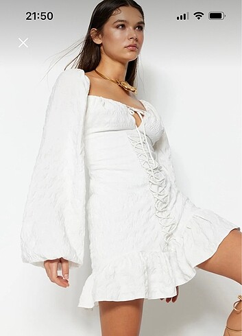 xs Beden Trendyolmilla Bride Beyaz Elbise