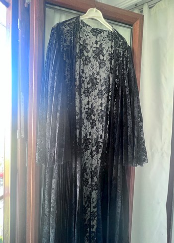 Siyah Uzun Dantel Kadın abaya