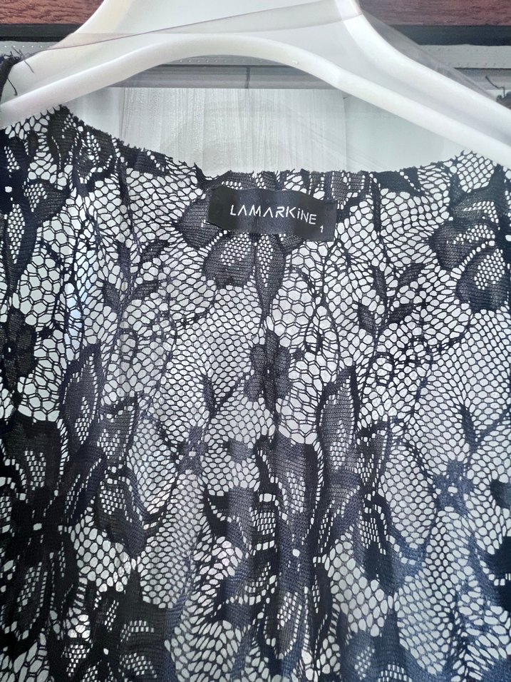 Siyah Uzun Dantel Kadın abaya - Görsel 2