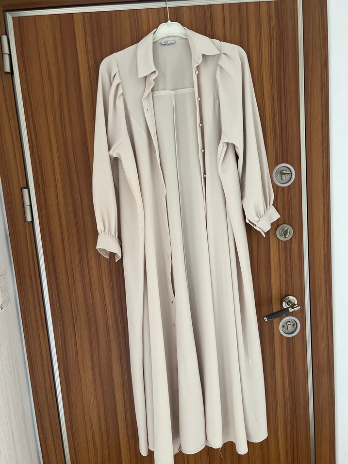 Bej Uzun Kollu Düğmeli Hamile Bluzu - Görsel 5