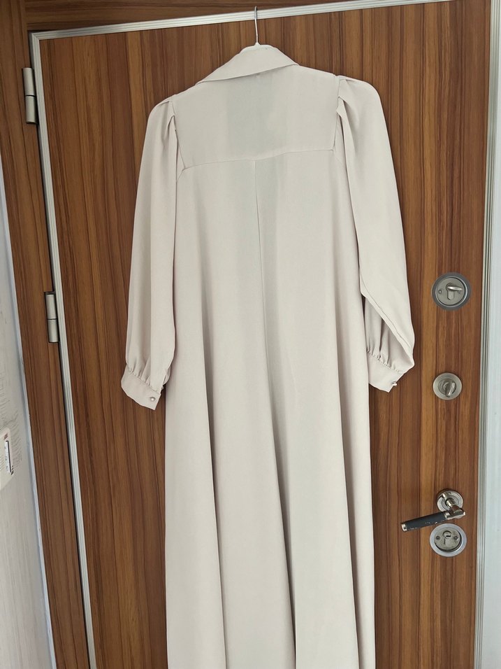 Bej Uzun Kollu Düğmeli Hamile Bluzu - Görsel 3