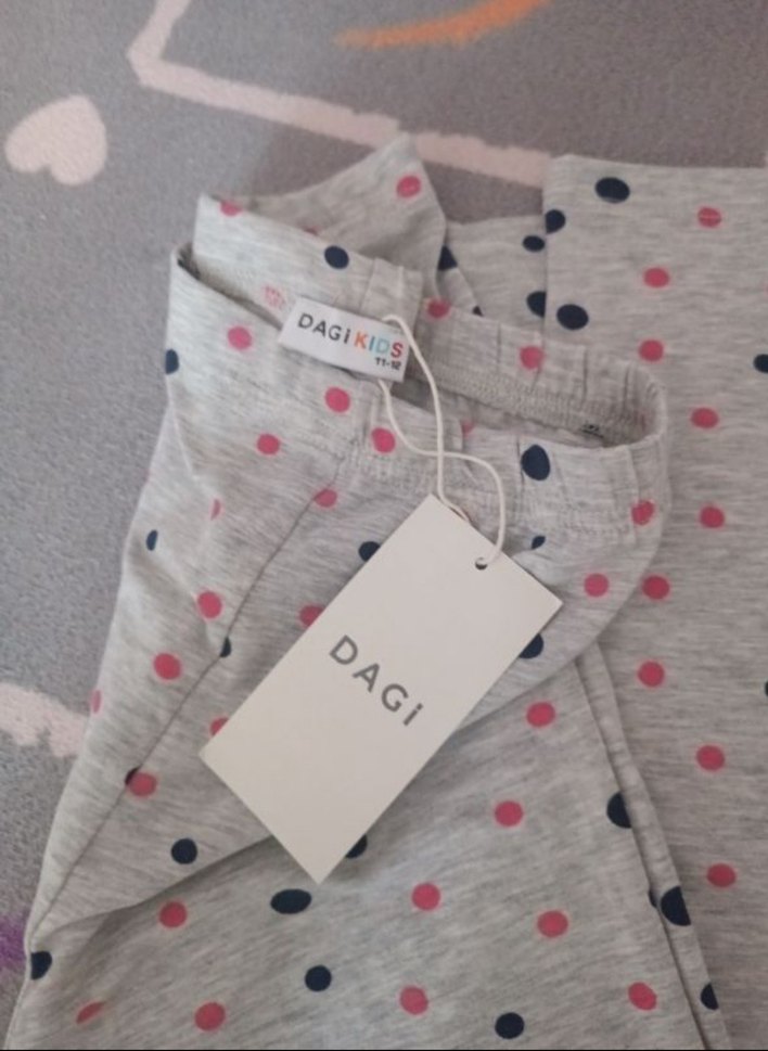 Kız Çocuk Gri Puantiyeli Pamuklu Tayt - Görsel 2