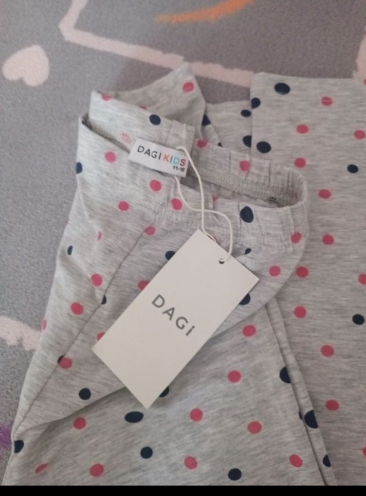 Kız Çocuk Gri Puantiyeli Pamuklu Tayt - Görsel 3