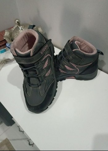 Gri-pembe  kiz Çocuk Cırtcırtlı Bot - Görsel 5