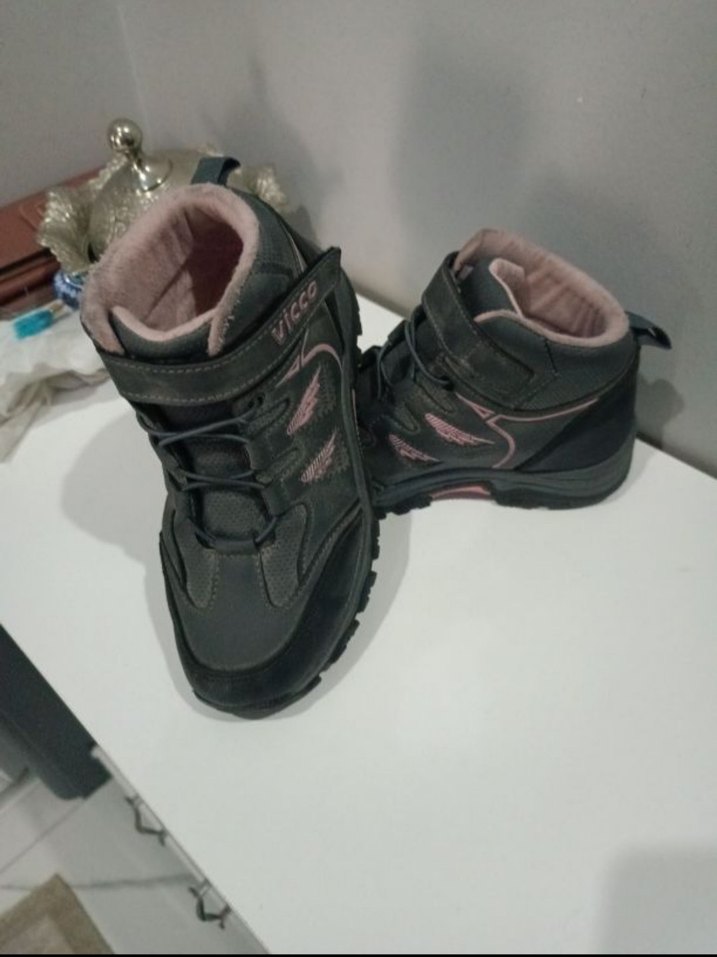 Gri-pembe  kiz Çocuk Cırtcırtlı Bot - Görsel 5