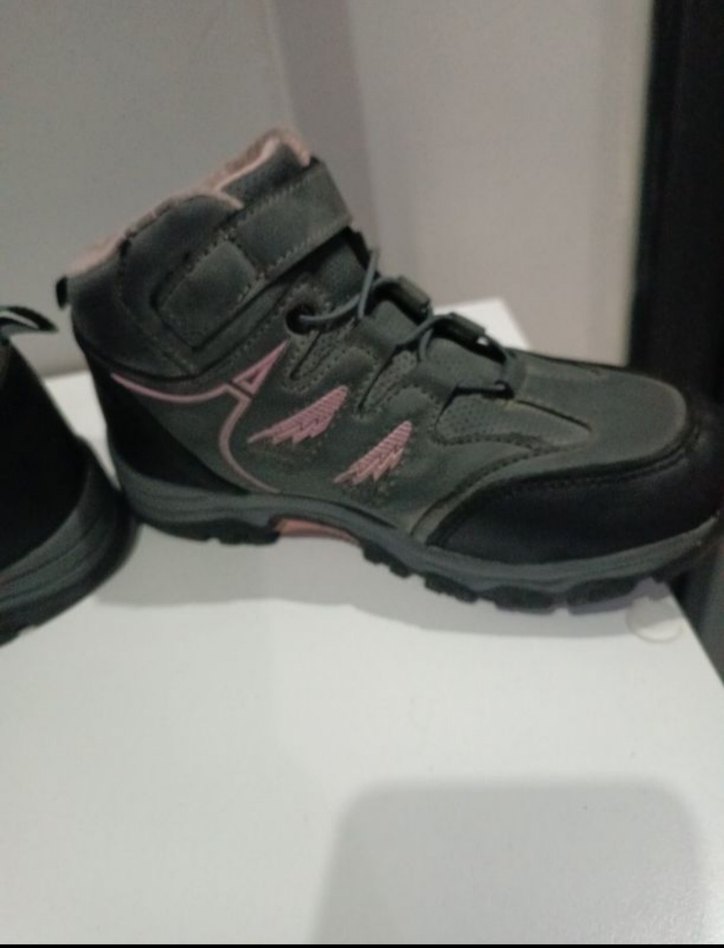 Gri-pembe  kiz Çocuk Cırtcırtlı Bot - Görsel 3