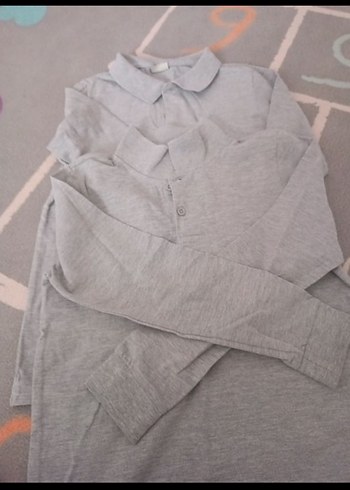 Gri Erkek Çocuk Uzun Kollu Polo Tişört - Görsel 2