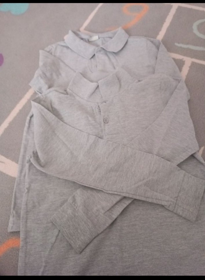 Gri Erkek Çocuk Uzun Kollu Polo Tişört - Görsel 2