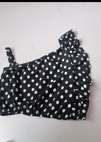 Siyah Puantiyeli Mini Hamile Bluzu - Görsel 2