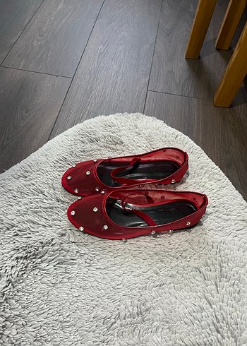 37 Beden kırmızı Renk Kırmızı Taşlı Kadın Stiletto Babet
