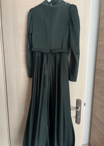 38 Beden yeşil Renk Zümrüt yeşili Drape Detaylı Uzun Abiye Elbise