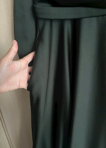 38 Beden Zümrüt yeşili Drape Detaylı Uzun Abiye Elbise