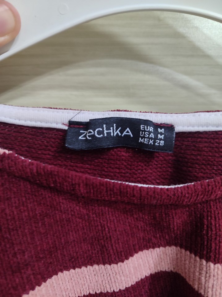 Bordo Çizgili Triko Kadın Kazak - Görsel 4