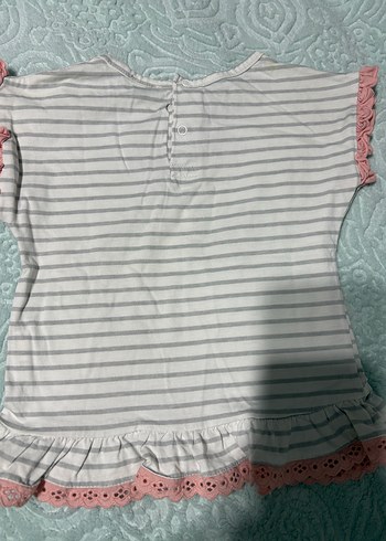 Kız Çocuk Gri Çizgili Unicorn Tişört - Görsel 4