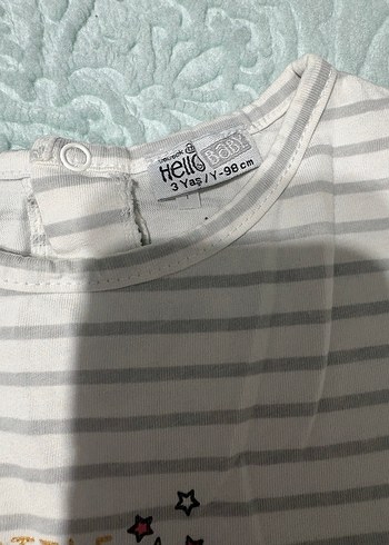 Kız Çocuk Gri Çizgili Unicorn Tişört - Görsel 3