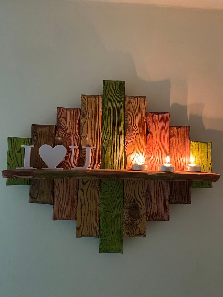 Yeşil Ahşap Duvar Rafı ve Saksı Seti - Görsel 4