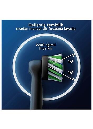 diğer Beden siyah Renk Oral-B Pro Cross Action X-Filament 4 Adet Siyah Şarjlı Diş Fırça