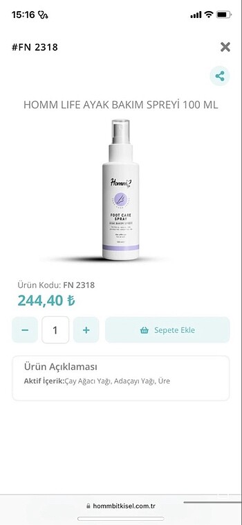  Beden Renk Ayak bakım spreyi