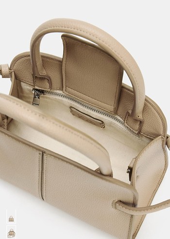 Bej Deri Kadın Çanta, Kemer Detaylı - Görsel 3