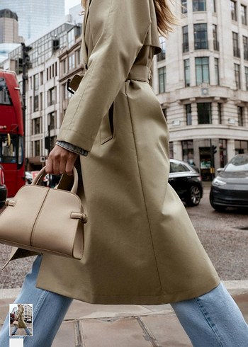 Bej Deri Kadın Çanta, Kemer Detaylı - Görsel 4