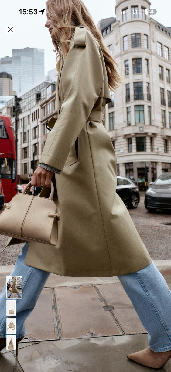 Bej Deri Kadın Çanta, Kemer Detaylı - Görsel 4