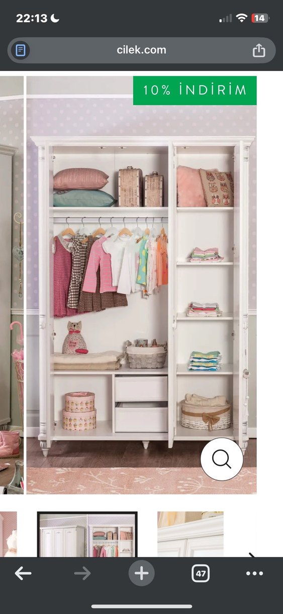 Romantica Çilek Mobilya Beyaz Gardırop - Görsel 4