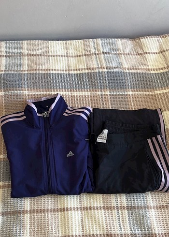 Mor Siyah Fermuarlı orijinal Adidas Kadın Eşofman Takımı