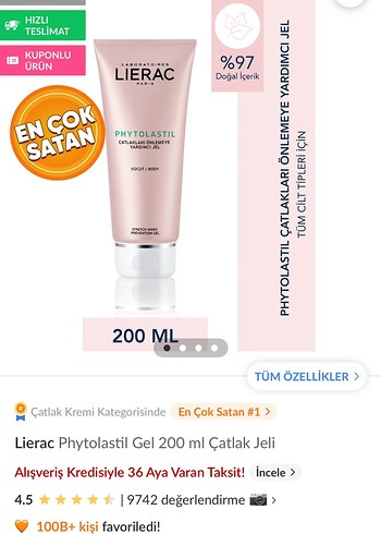 Lierac Phytolastil 200 ml Çatlak Jeli