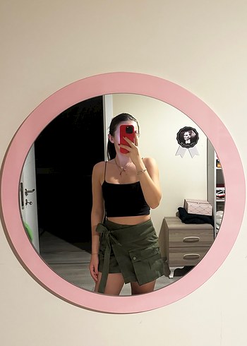 Zara Haki Desenli Mini Etek