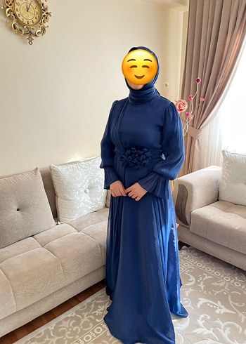 Lacivert Uzun Drapeli Gotik Kadın Abiye - Görsel 2