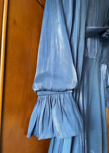 Lacivert Uzun Drapeli Gotik Kadın Abiye - Görsel 6