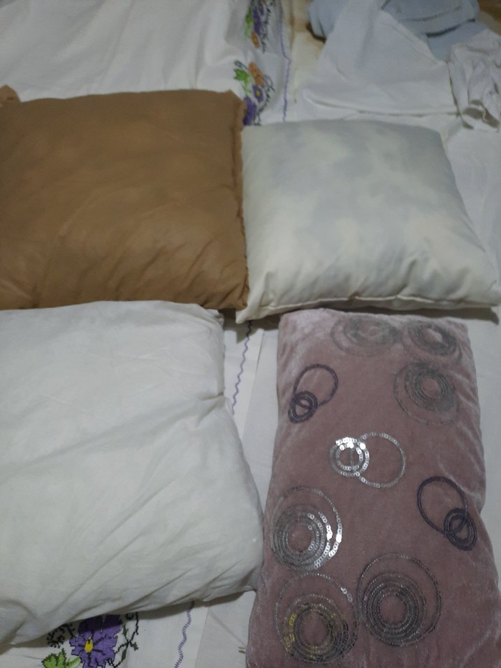 Bej Düz Yastık beyaz  astarlı - Görsel 2