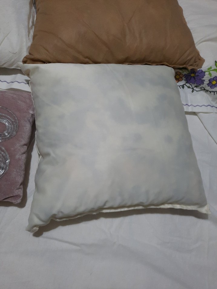 Bej Düz Yastık beyaz  astarlı - Görsel 5