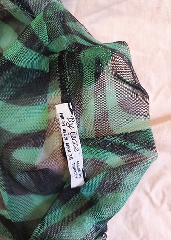 Yeşil Transparan Balıkçı Yaka Bluz - Görsel 2