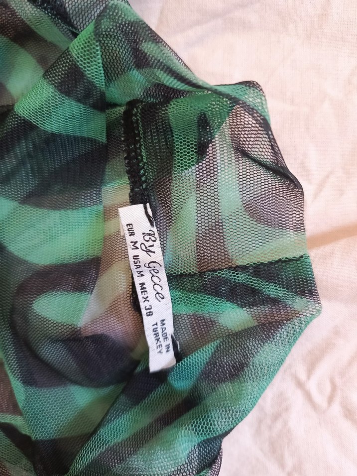 Yeşil Transparan Balıkçı Yaka Bluz - Görsel 2