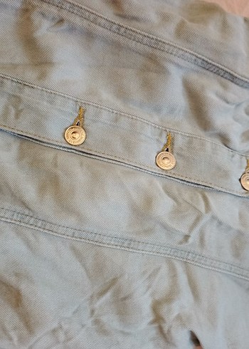 Düğmeli Açık Mavi Kot Mini Elbise - Görsel 4