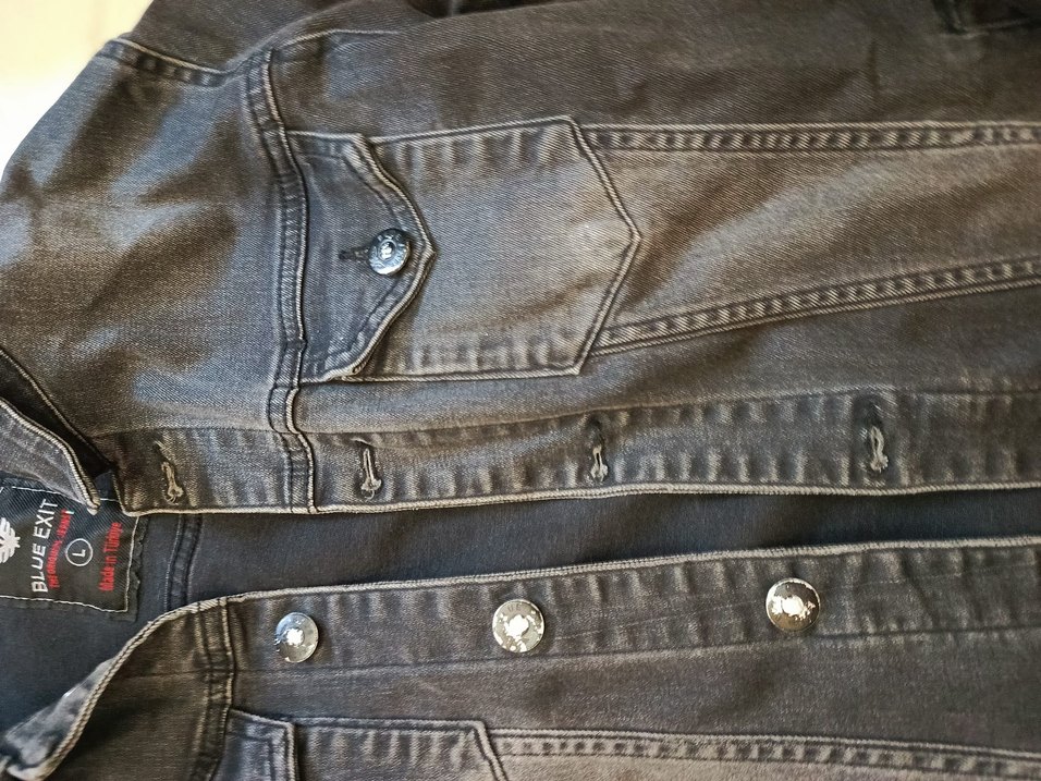 Gri Düğmeli Kadın kot Ceket - Görsel 2