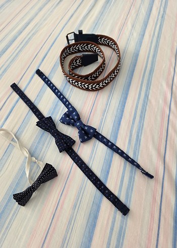 Çocuklar için Renkli Papyon ve Kravat Seti - Görsel 5