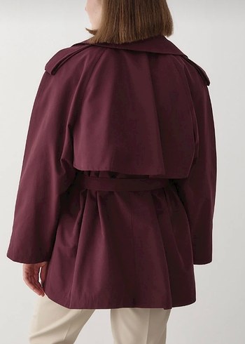 Bordo Kadın Midi Trençkot - Görsel 4