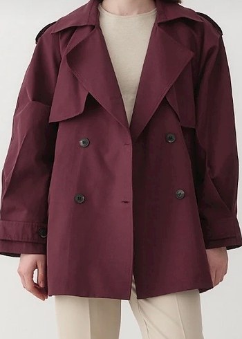 Bordo Kadın Midi Trençkot - Görsel 3