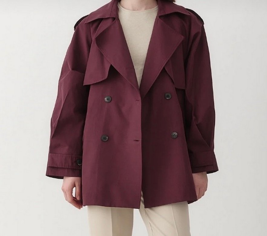 Bordo Kadın Midi Trençkot - Görsel 3