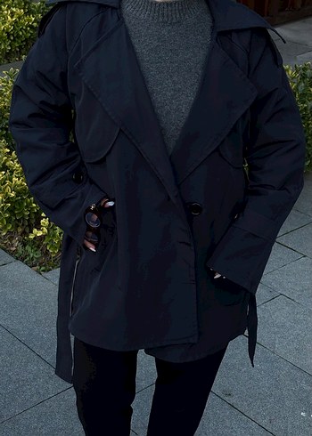 Lacivert Kadın Trençkot - Görsel 3