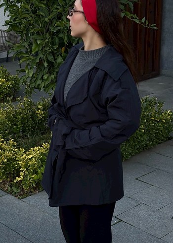 Lacivert Kadın Trençkot - Görsel 2