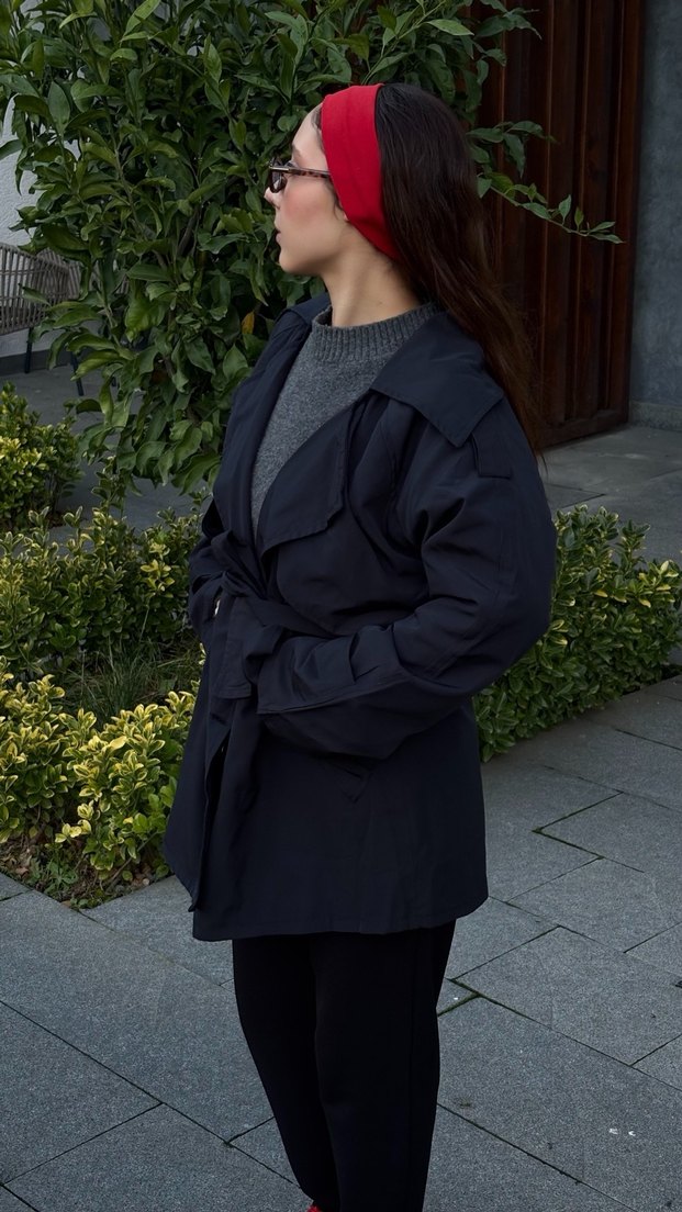 Lacivert Kadın Trençkot - Görsel 2